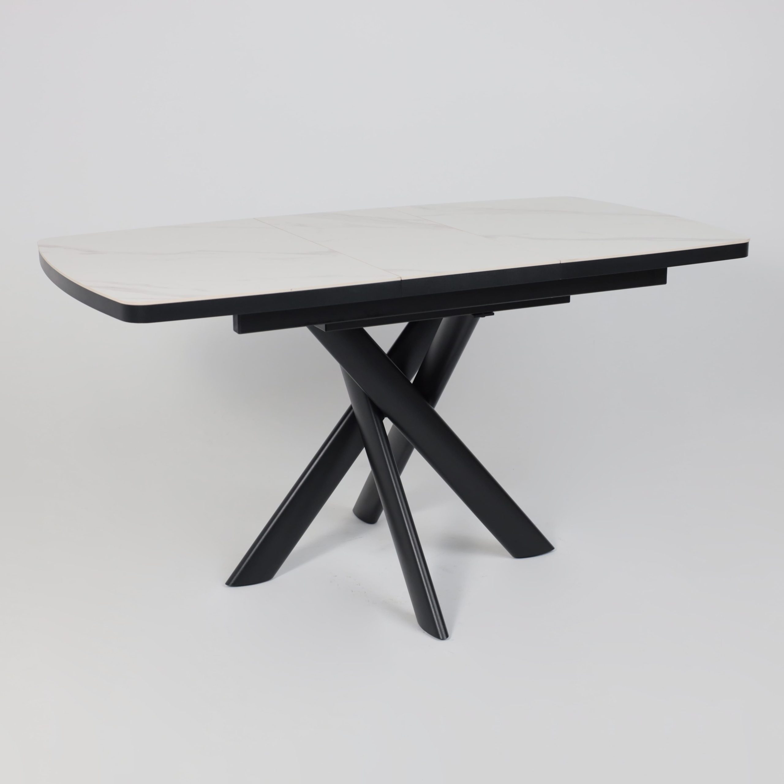 Стол LEONEL-110, раздвижной 110(145)х80, COROLLA WHITE GLOSS ST CER/Черный