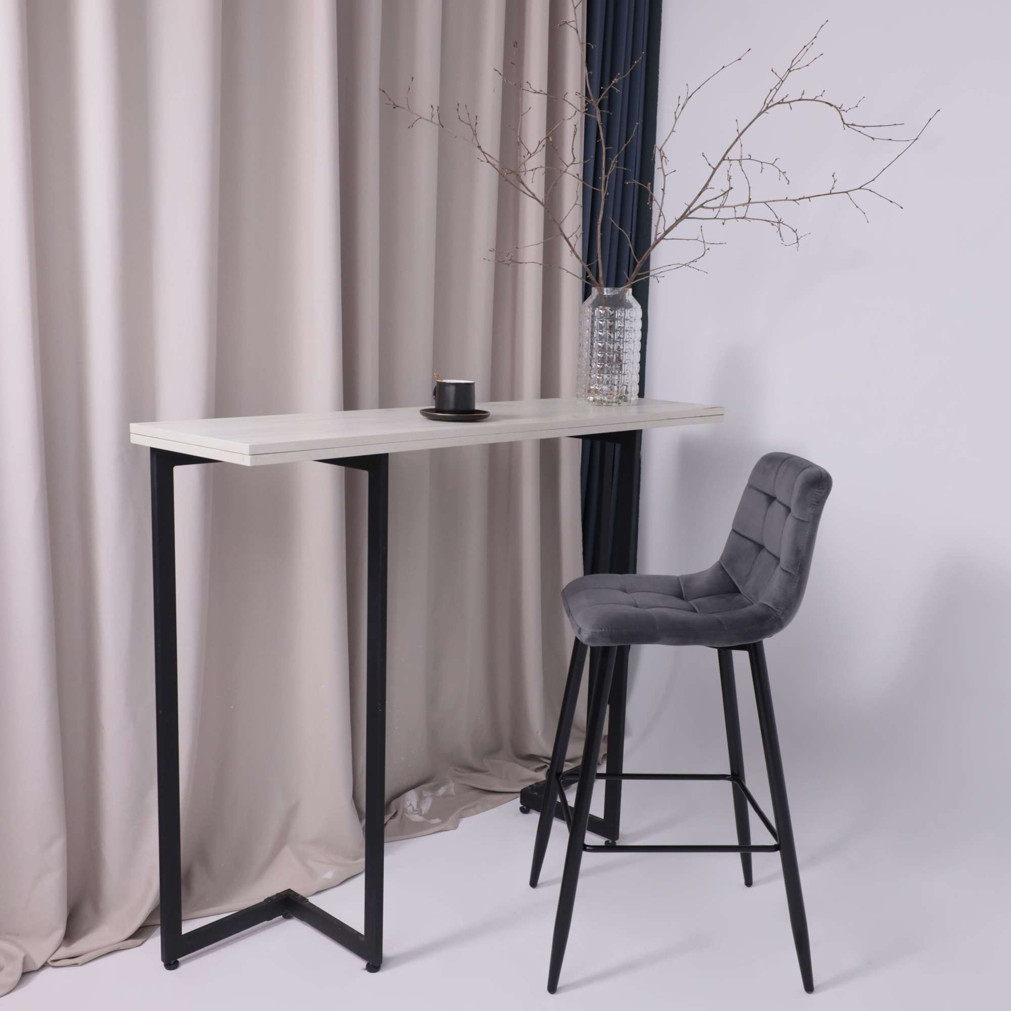 Стул STELLA, барный, серый велюр HLR21/черный