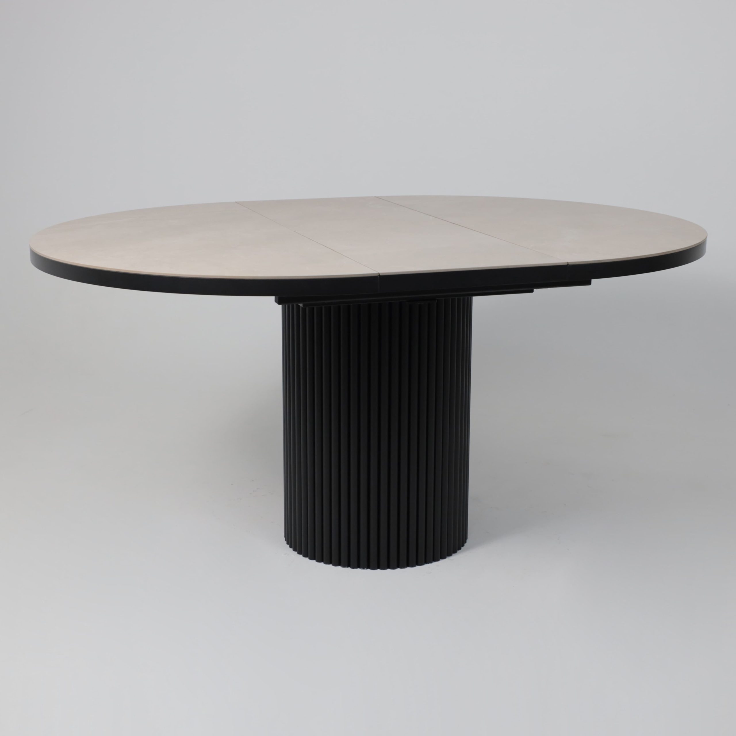 Стол ASKAR ROUND SLIDE-116, раздвижной круглый 116(156), BAYONA IVORY PREMIUM CER/Черный