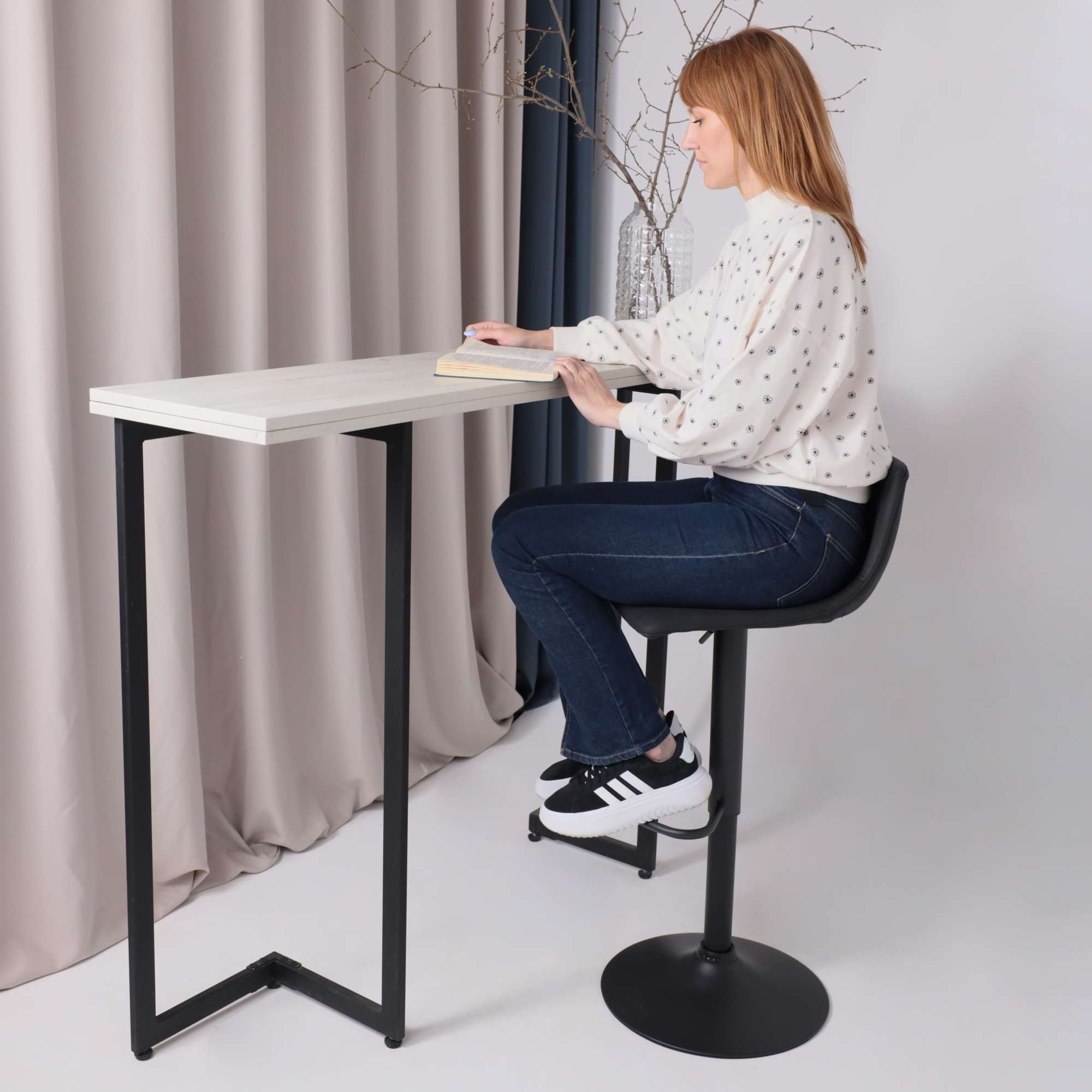 Стул барный BEN, ткань,  черный/черный