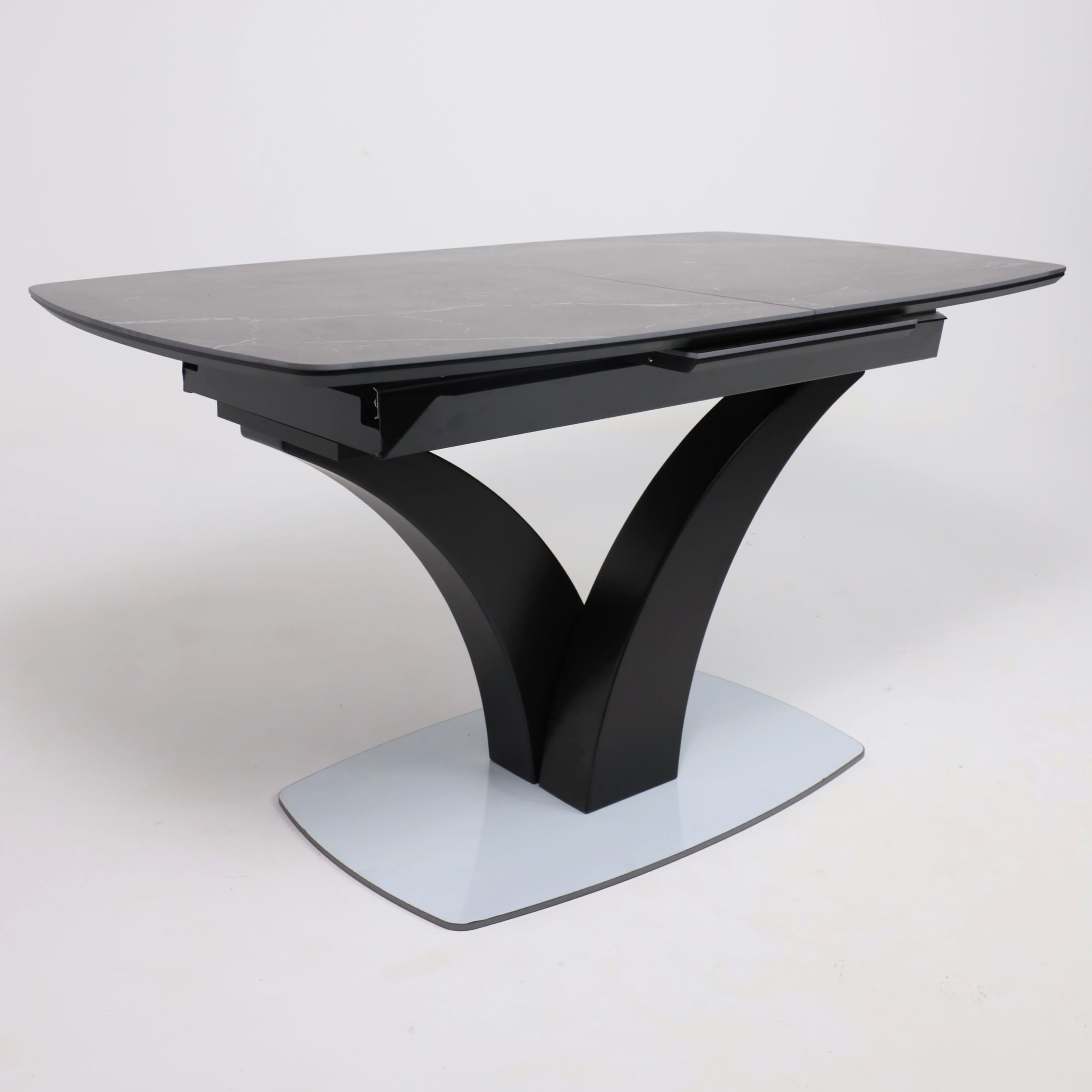 Стол НОТР ДАМ MODERNE, керамика 0 кат. 1400(1800)*850, Камень черный Greys Black /Черный матовый