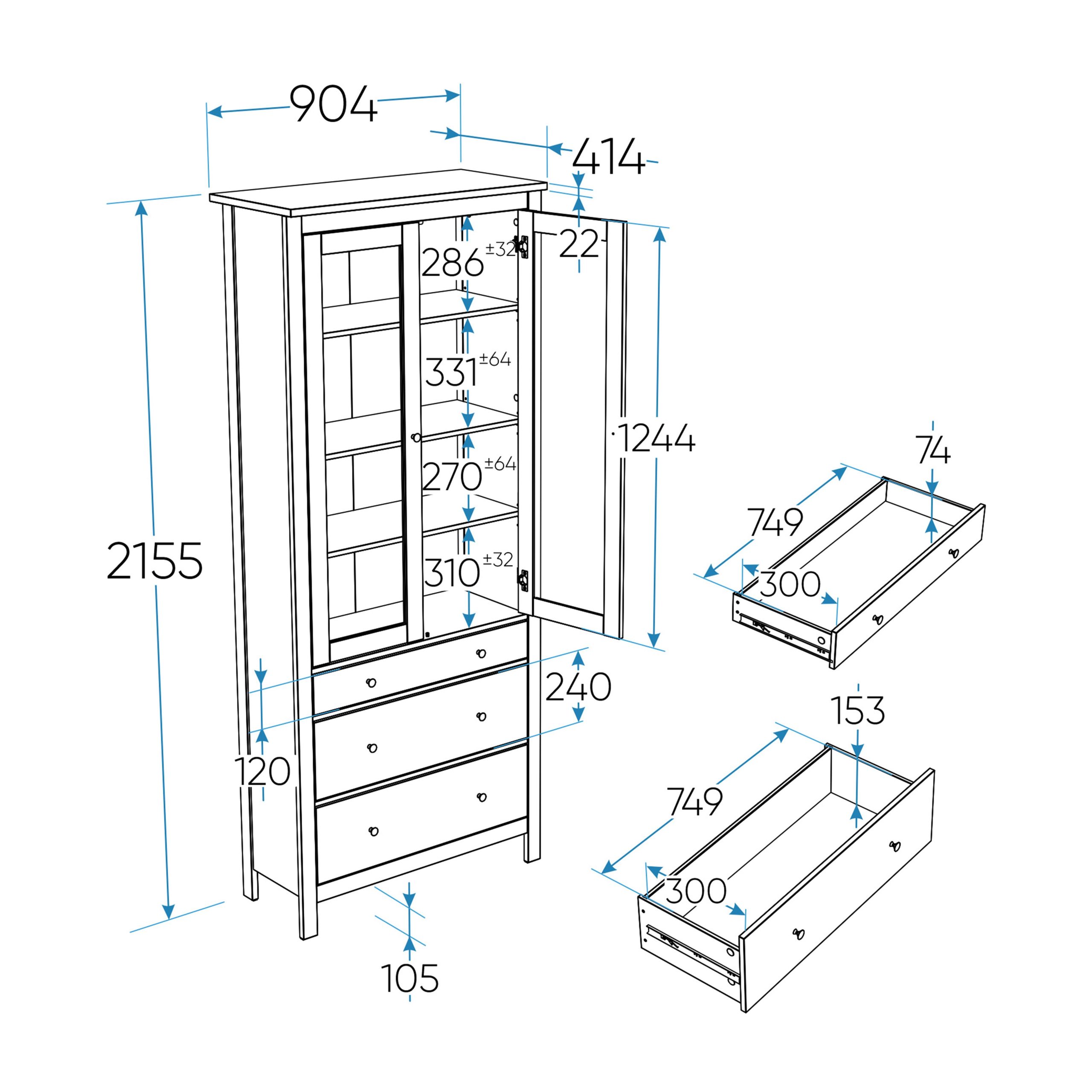 Шкаф с витриной САГА 90, белый (2.08.07.130.1 RU)