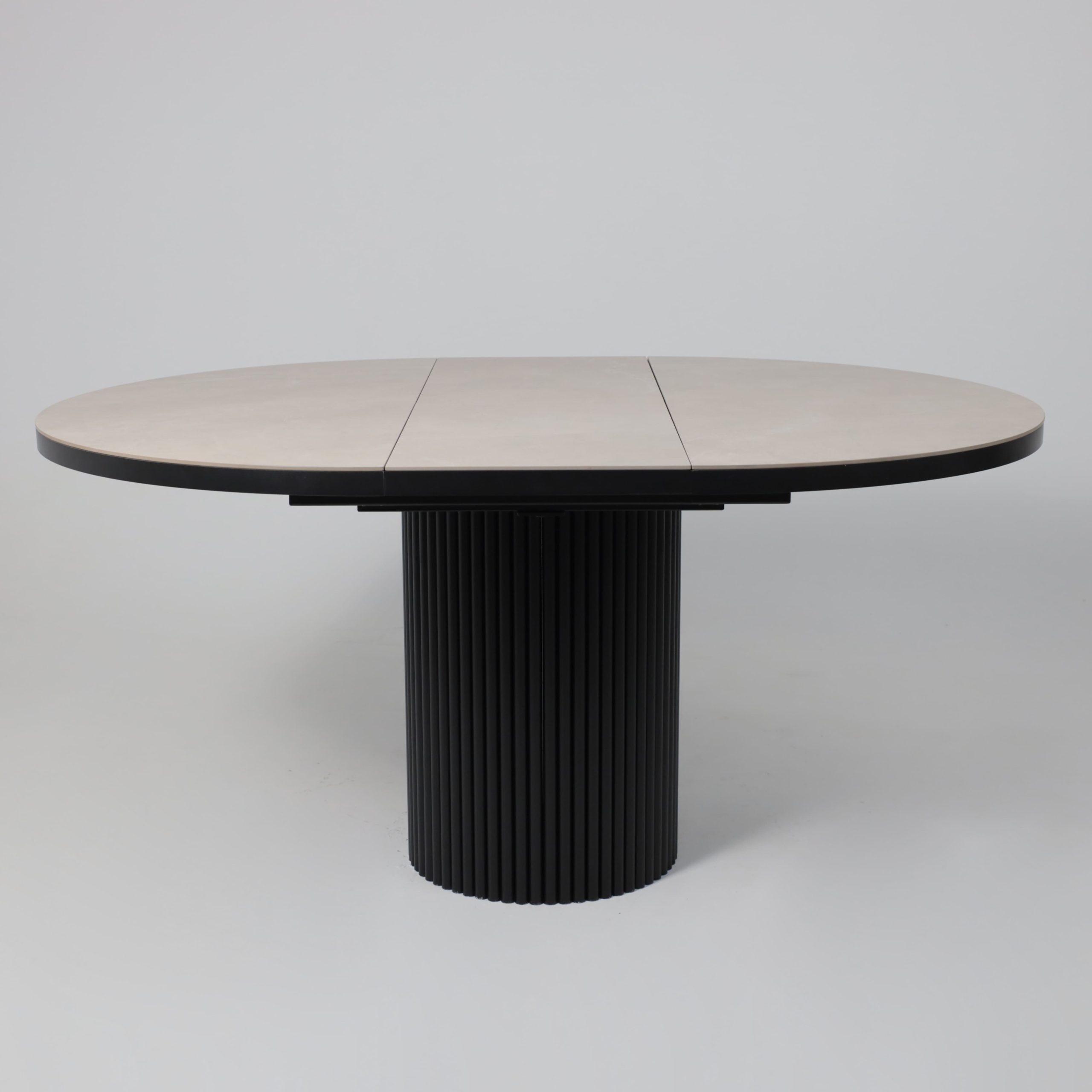 Стол ASKAR ROUND SLIDE-116, раздвижной круглый 116(156), BAYONA IVORY PREMIUM CER/Черный