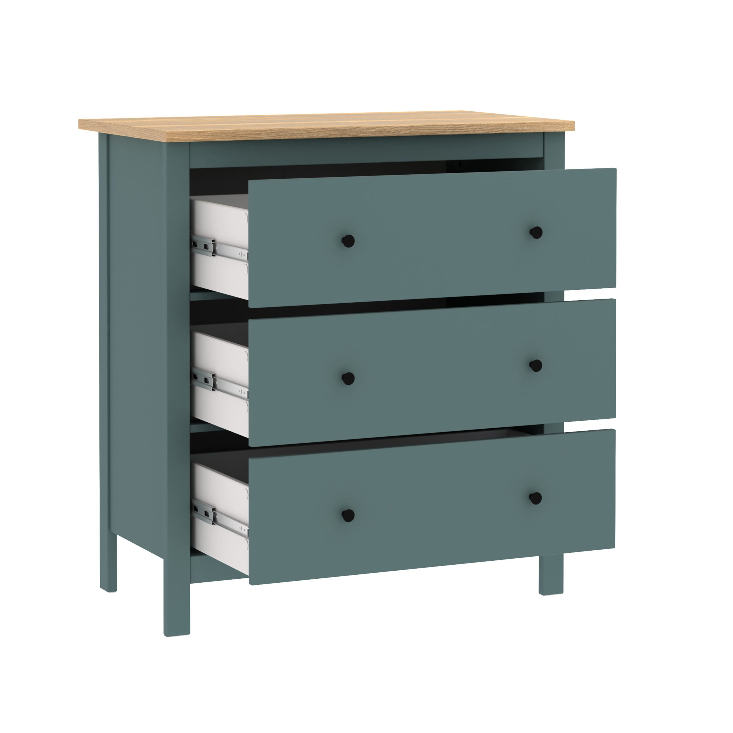 Комод САГА 3 ящика, темно-бирюзовый/ясень (2.08.02.020.16 RU)