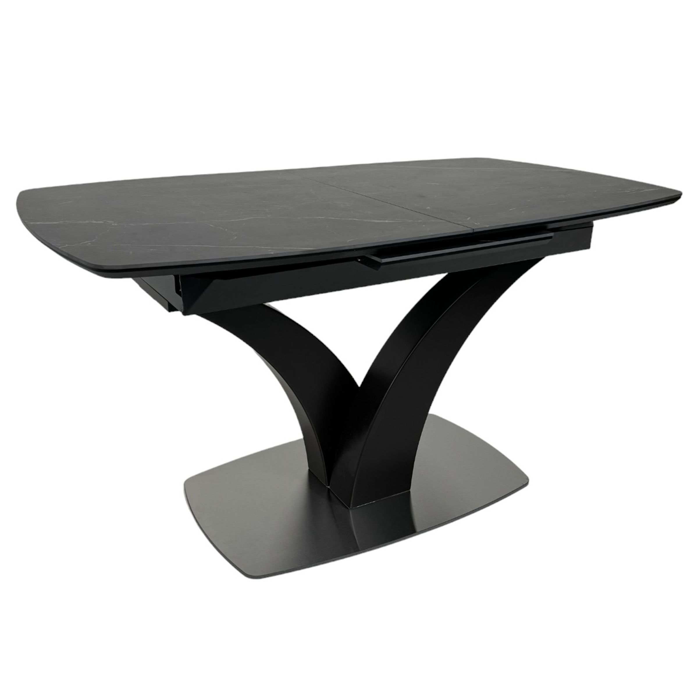 Стол НОТР ДАМ MODERNE, керамика 0 кат. 1400(1800)*850, Камень черный Greys Black /Черный матовый