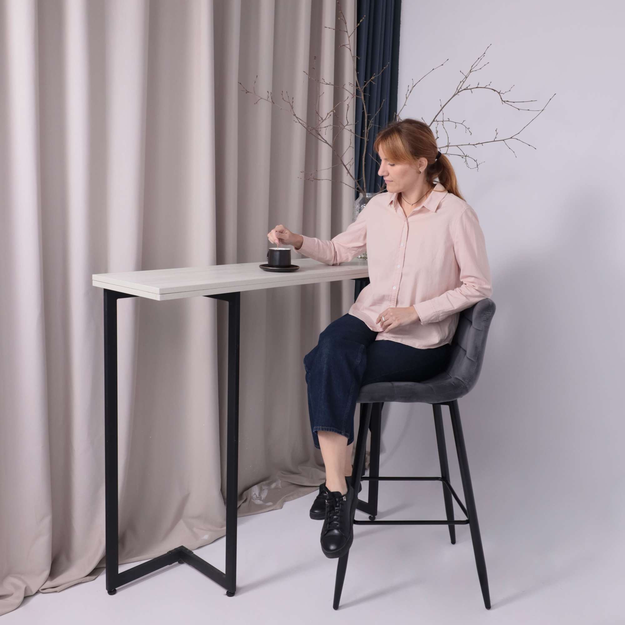 Стул STELLA, барный, серый велюр HLR21/черный