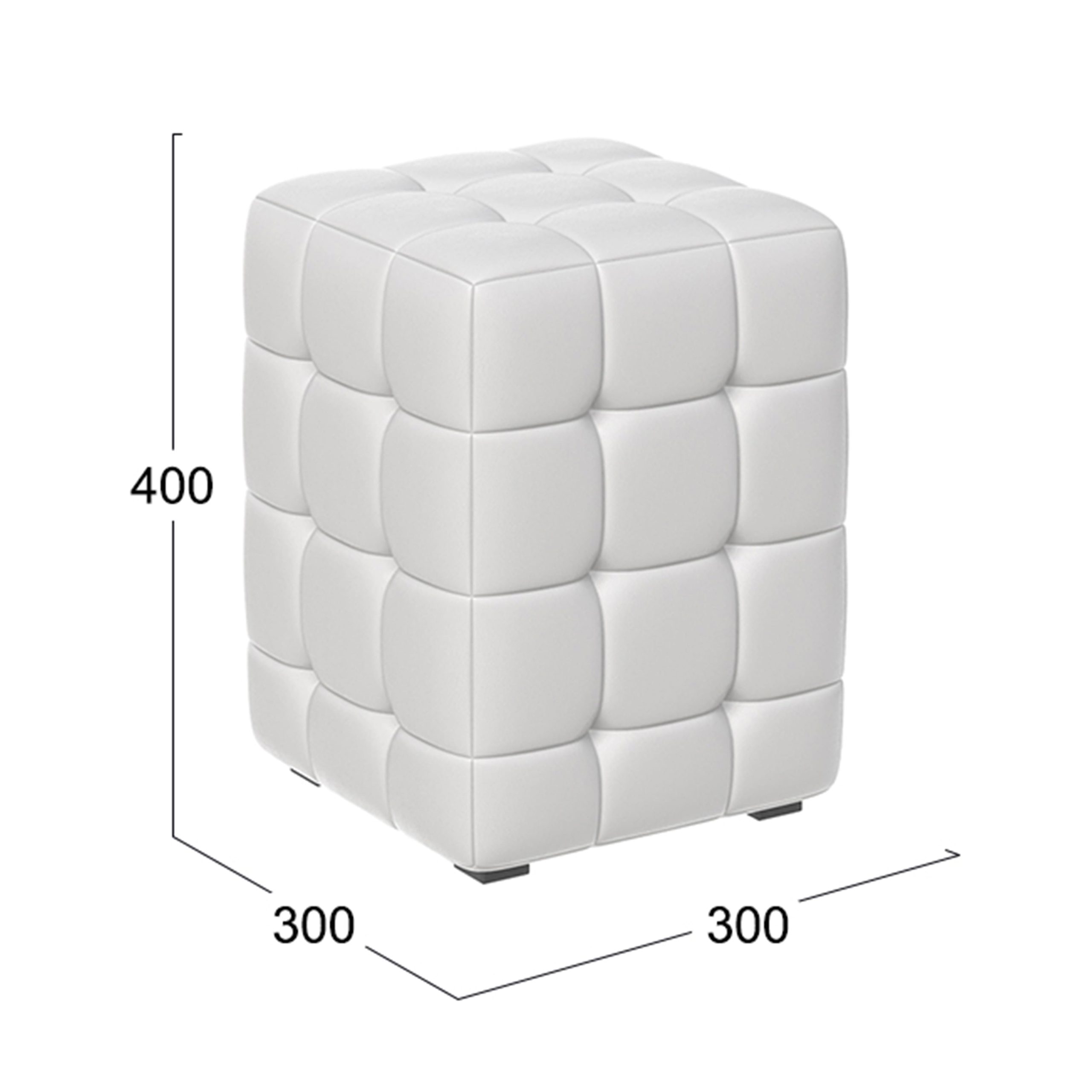 Пуф АРИСТО, кожзам белый, 300х300х400