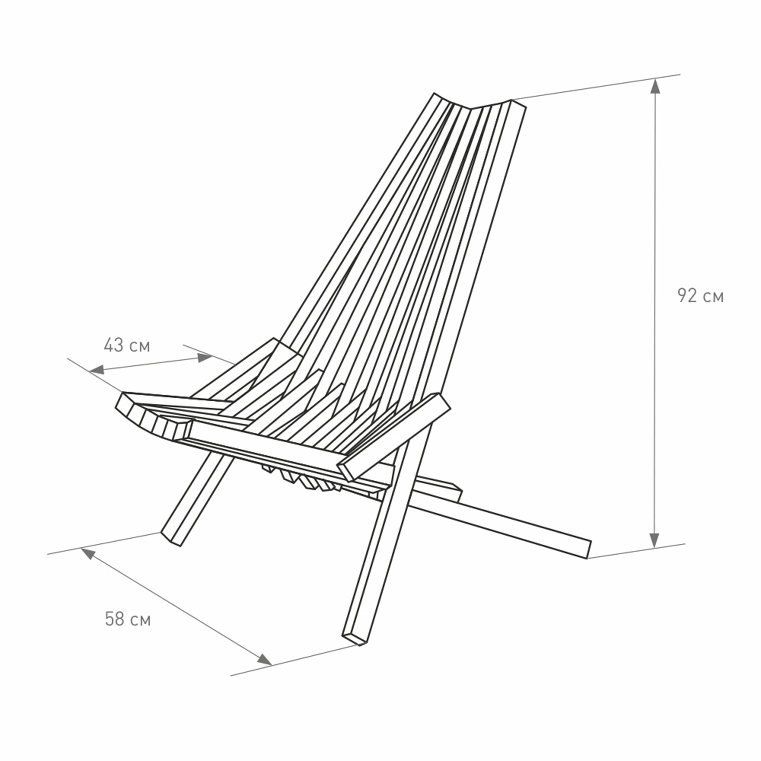 Кресло-шезлонг ПРЕРИЯ/КЕНТУККИ, сосна (цвет дуб)