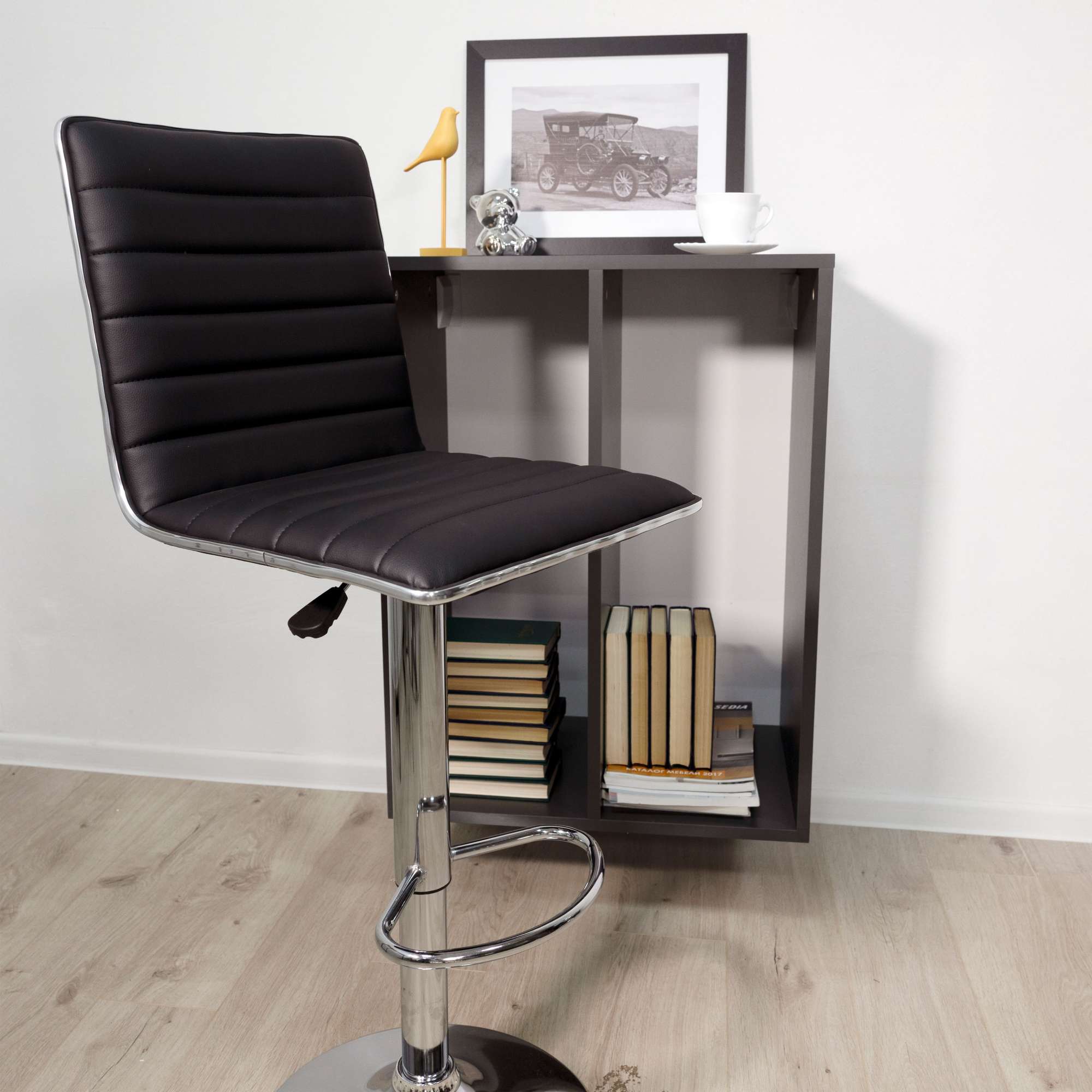Стул барный DARSY, экокожа, черный/хром
