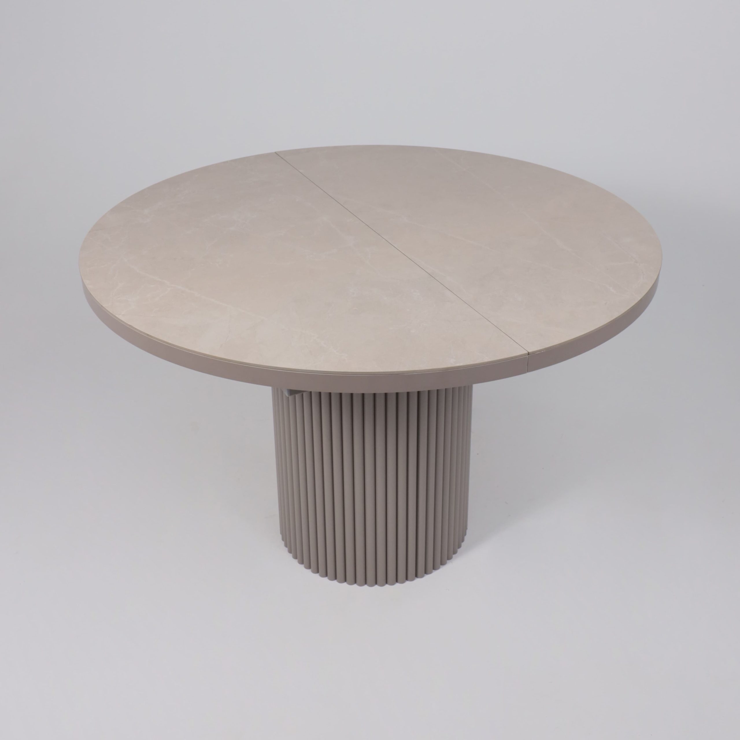 Стол ASKAR ROUND SLIDE-116, раздвижной круглый 116(156), BAYONA IVORY PREMIUM CER/Капучино