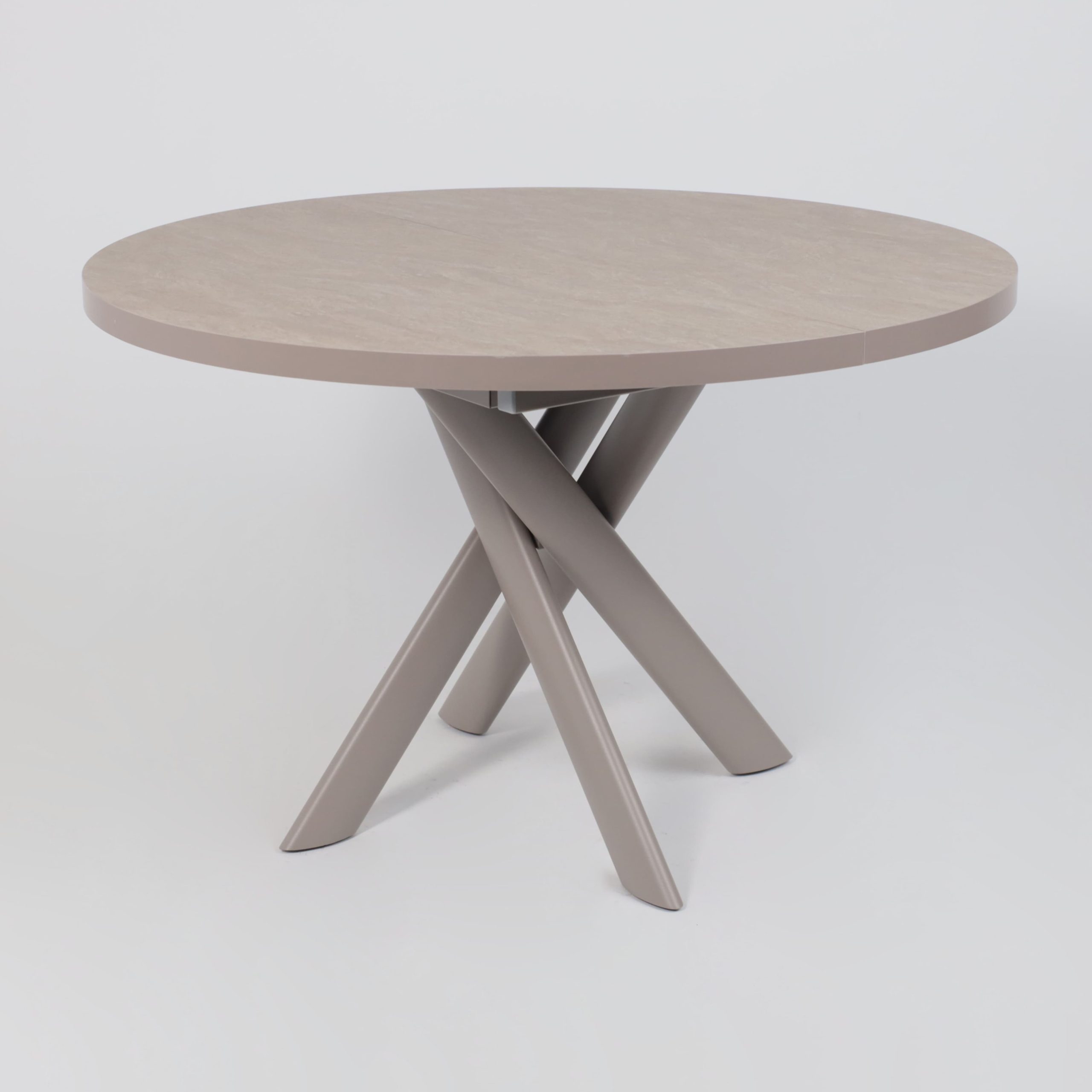 Стол RONALDO-120, круглый раздвижной 120(160), БЕЖЕВЫЙ КАМЕНЬ-HPL/Капучино