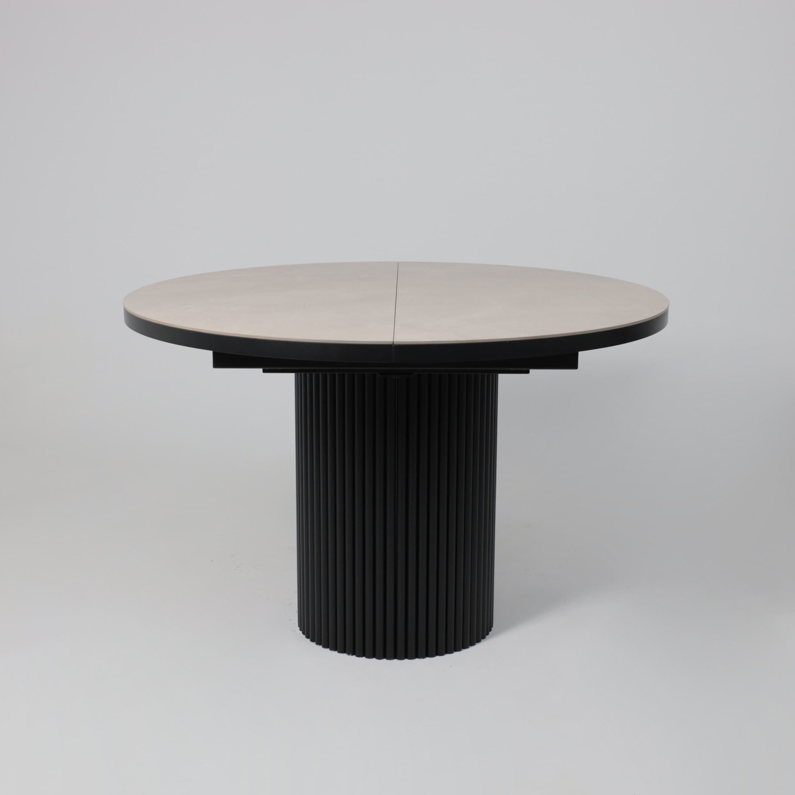 Стол ASKAR ROUND SLIDE-116, раздвижной круглый 116(156), BAYONA IVORY PREMIUM CER/Черный