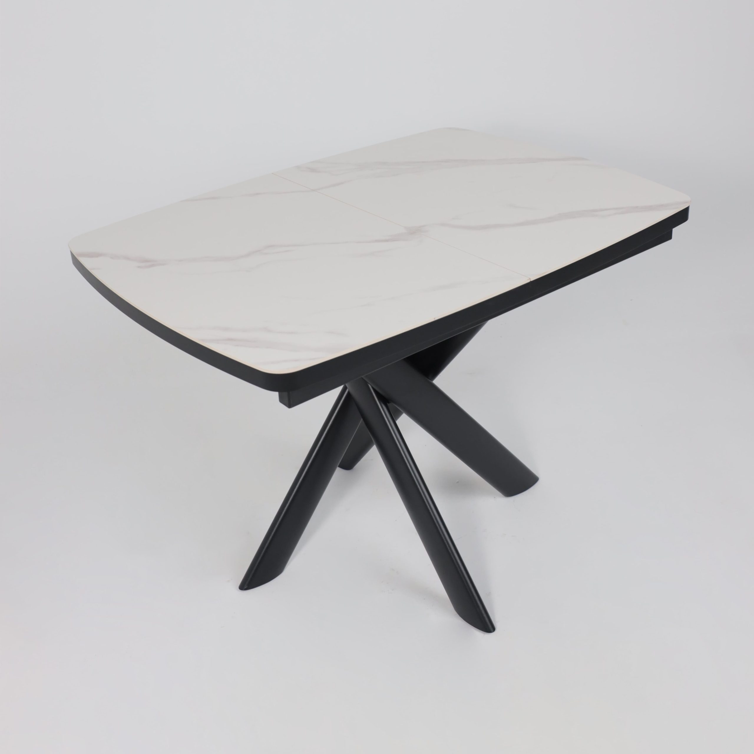 Стол LEONEL-110, раздвижной 110(145)х80, COROLLA WHITE GLOSS ST CER/Черный