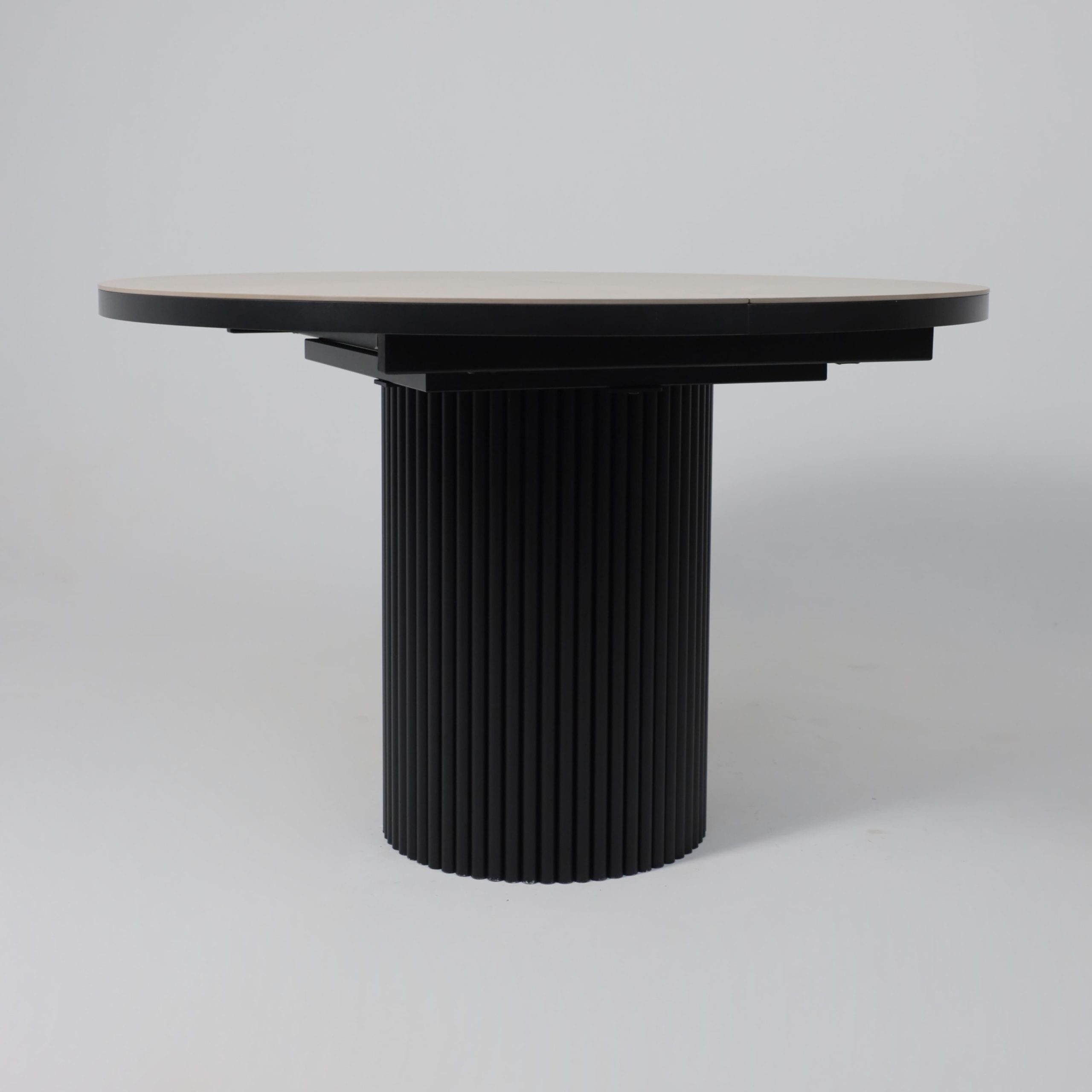 Стол ASKAR ROUND SLIDE-116, раздвижной круглый 116(156), BAYONA IVORY PREMIUM CER/Черный