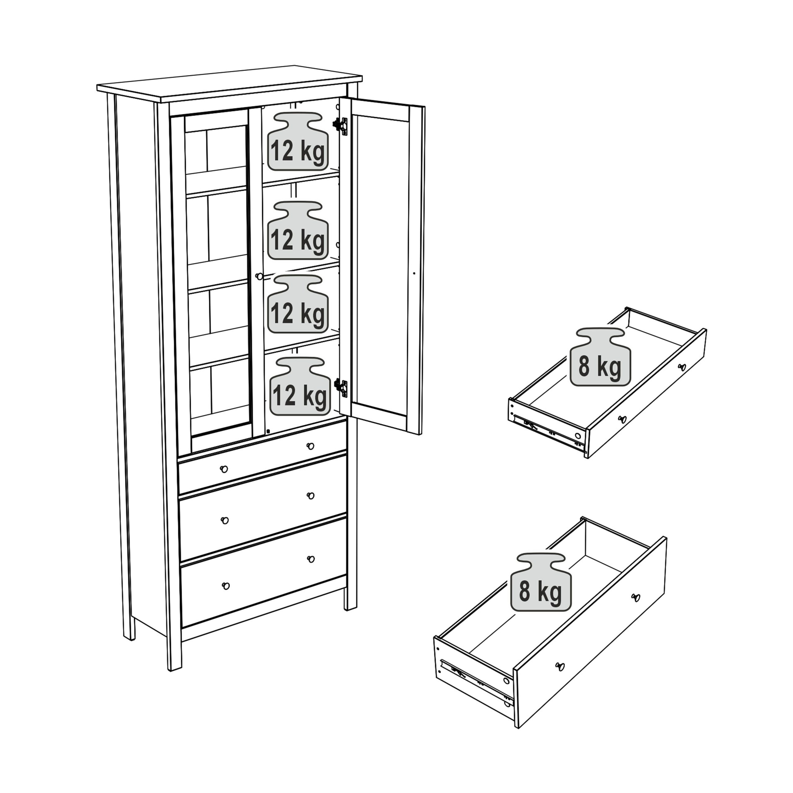 Шкаф с витриной САГА 90, белый (2.08.07.130.1 RU)