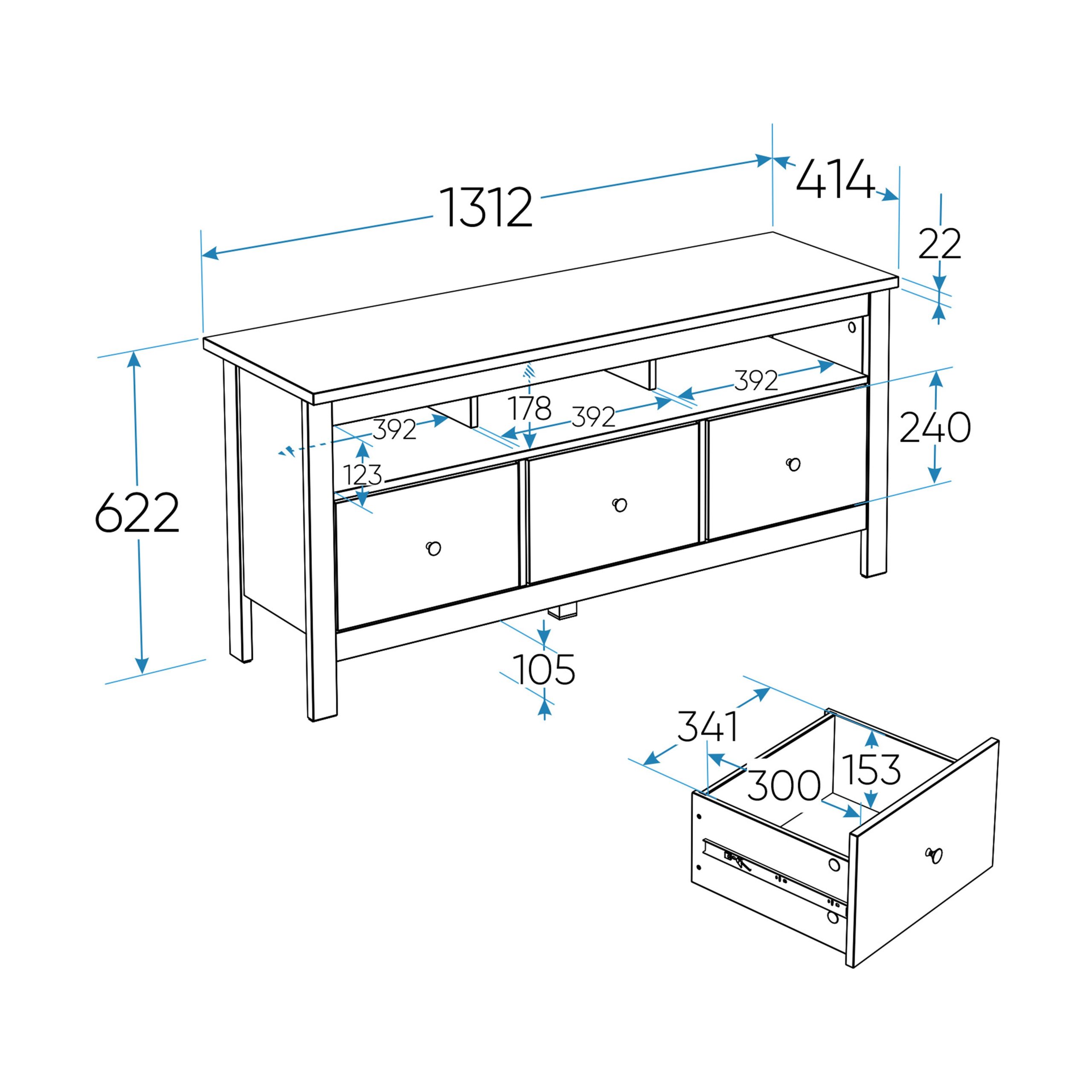 Тумба САГА 3 ящика, белая/ясень (2.08.03.090.14 RU)