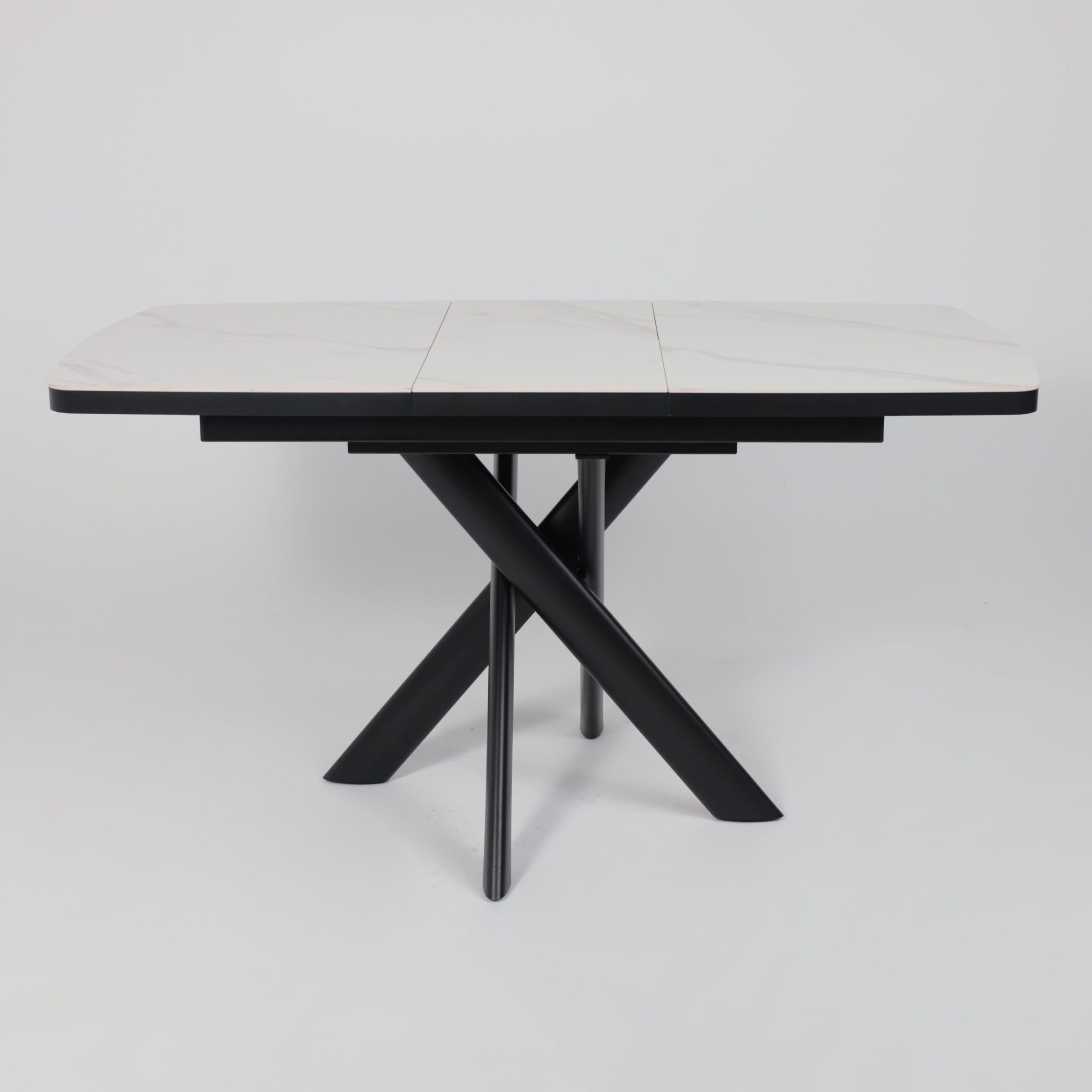 Стол LEONEL-110, раздвижной 110(145)х80, COROLLA WHITE GLOSS ST CER/Черный