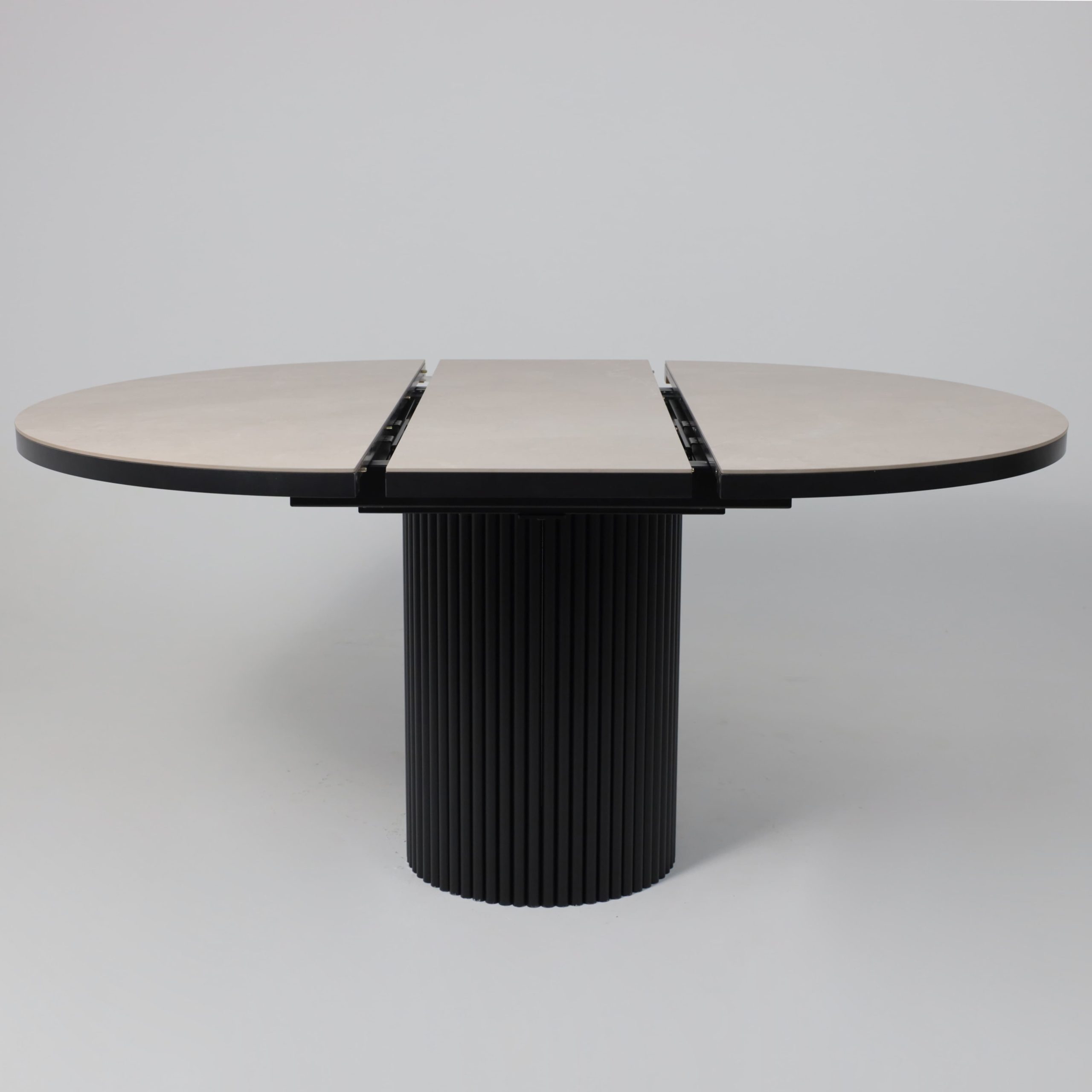 Стол ASKAR ROUND SLIDE-116, раздвижной круглый 116(156), BAYONA IVORY PREMIUM CER/Черный