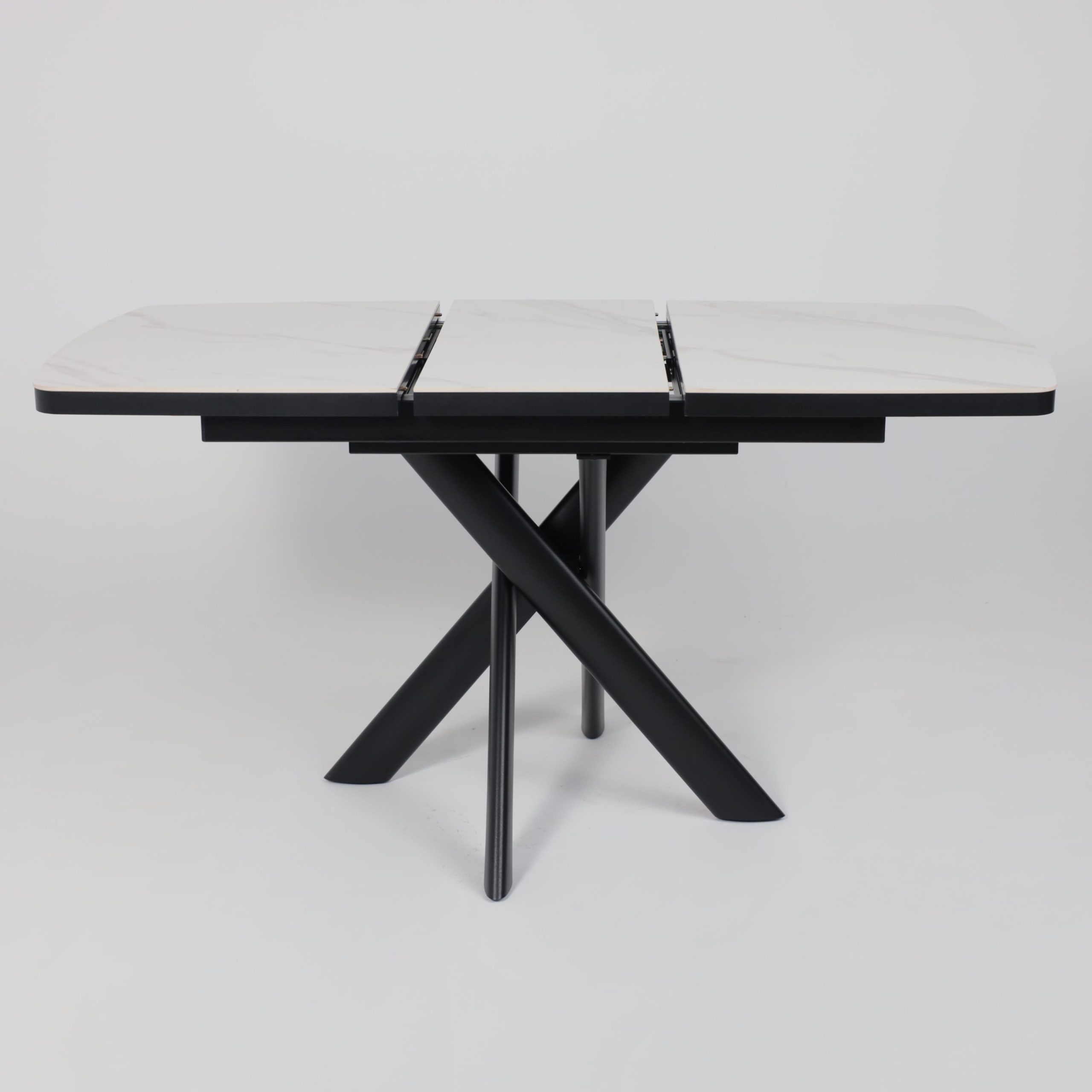 Стол LEONEL-110, раздвижной 110(145)х80, COROLLA WHITE GLOSS ST CER/Черный