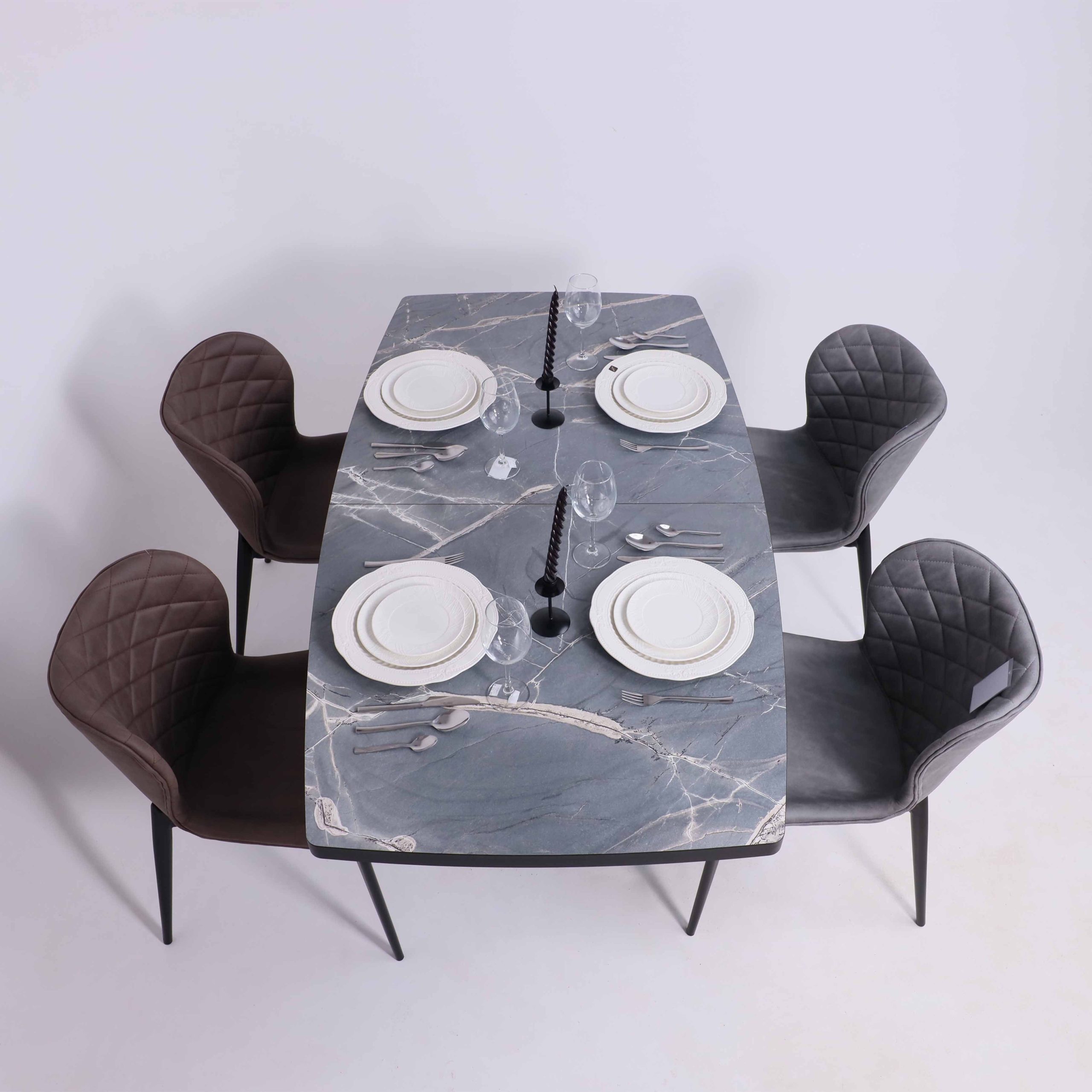 Стол KAMERON раздвижной, 1600(2050)*900 HPL-пластик Серый камень Manaus/черный