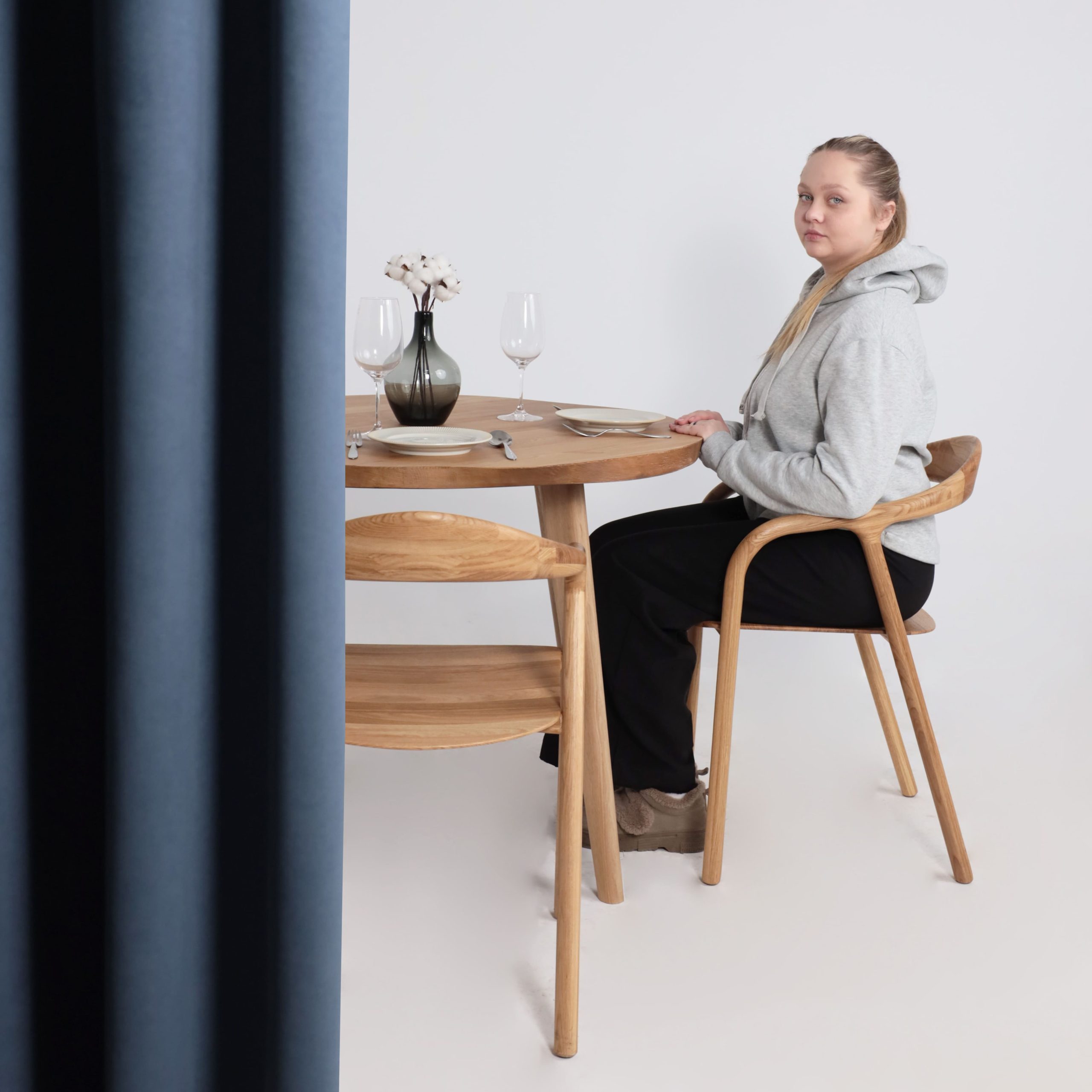 Стол НЕМО, d100*75 дуб натуральный/дуб натуральный (ПР-4 DSW (Т37) (03) КС-60 массив)