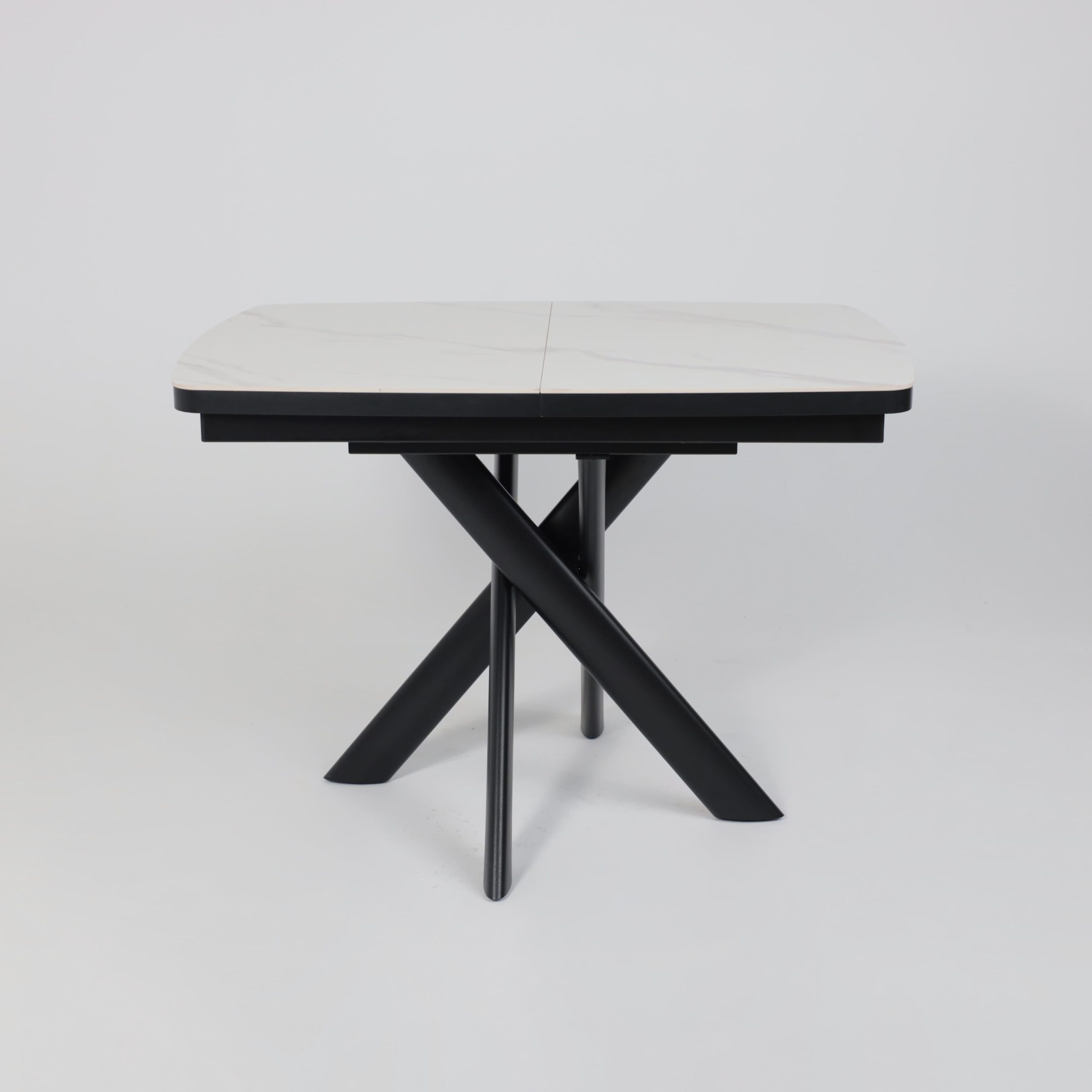 Стол LEONEL-110, раздвижной 110(145)х80, COROLLA WHITE GLOSS ST CER/Черный