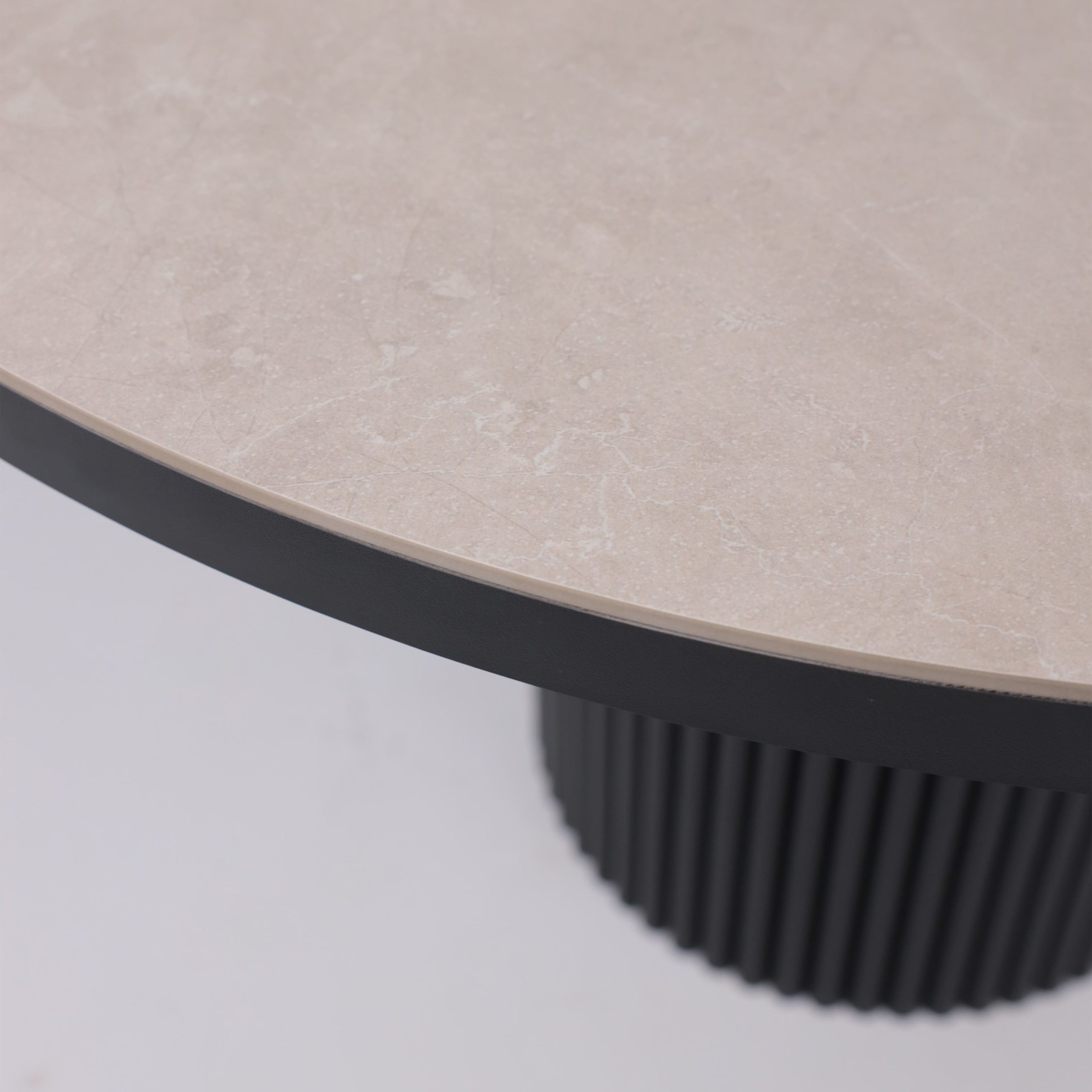 Стол ASKAR ROUND SLIDE-116, раздвижной круглый 116(156), BAYONA IVORY PREMIUM CER/Черный