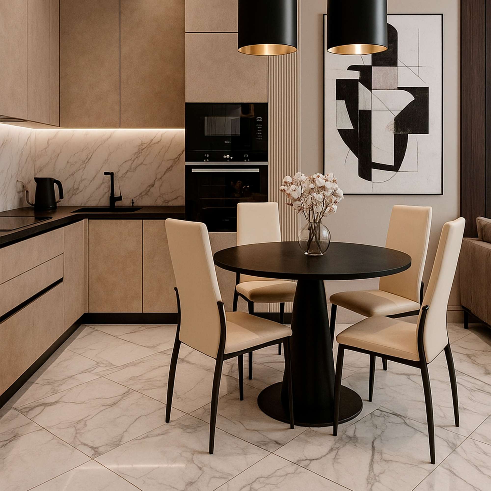 Стул DENVER, экокожа, бежевый TP12/черный