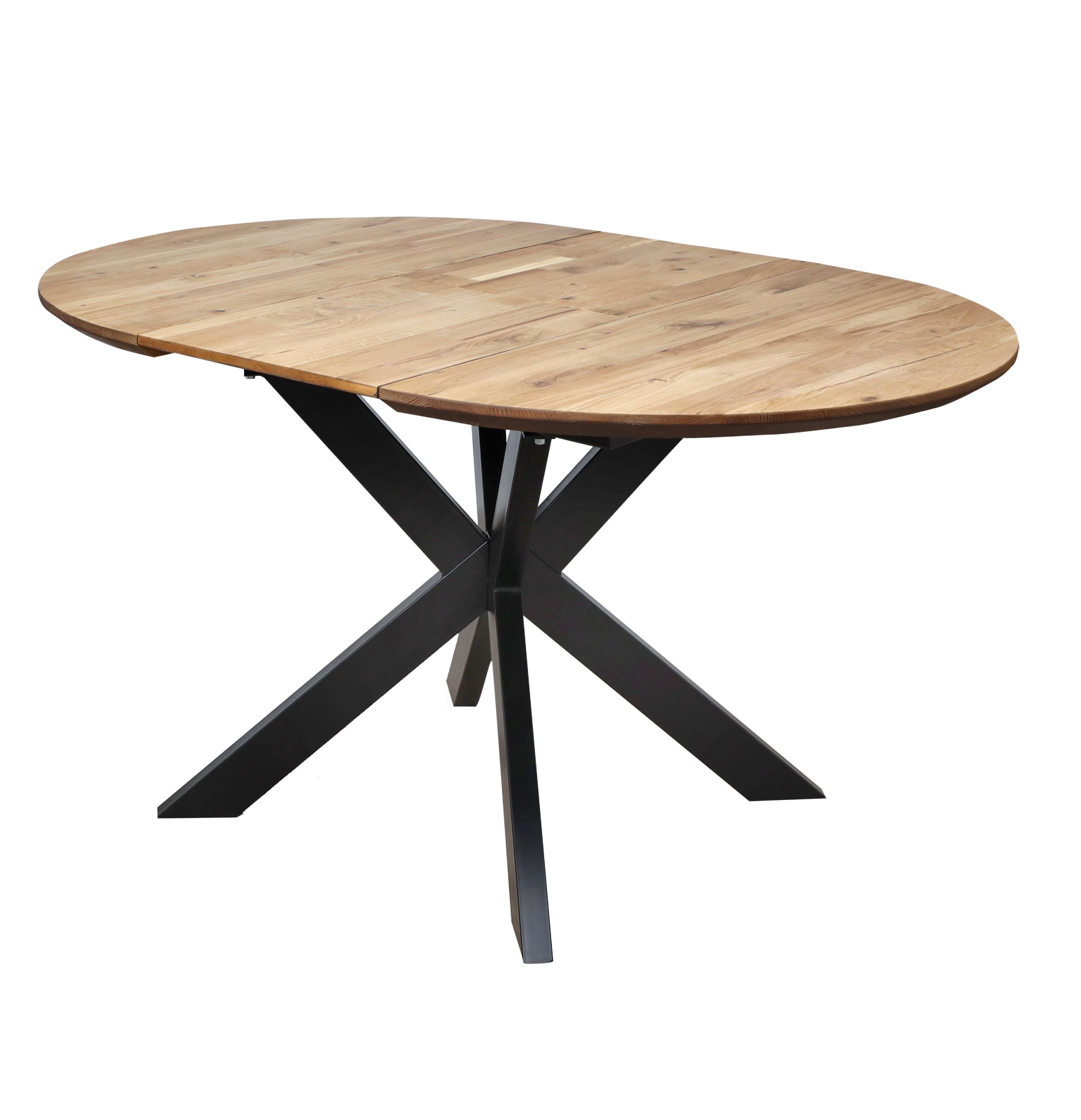 Стол РАУНД раздвижной, d100(140)*75, дуб натуральный/черный (ПрР-4 DSW (02) КСЕ/Р-80)