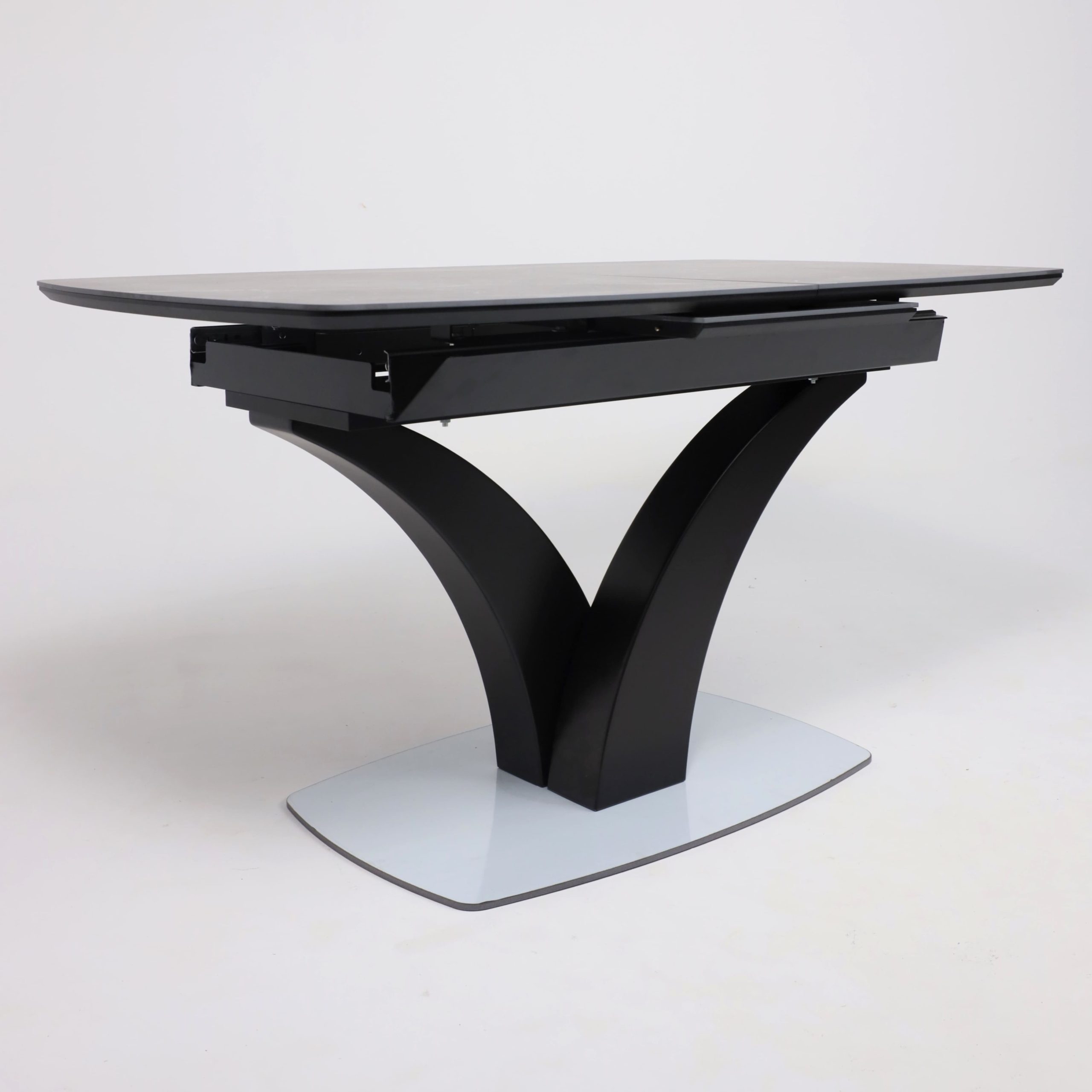 Стол НОТР ДАМ MODERNE, керамика 0 кат. 1400(1800)*850, Камень черный Greys Black /Черный матовый