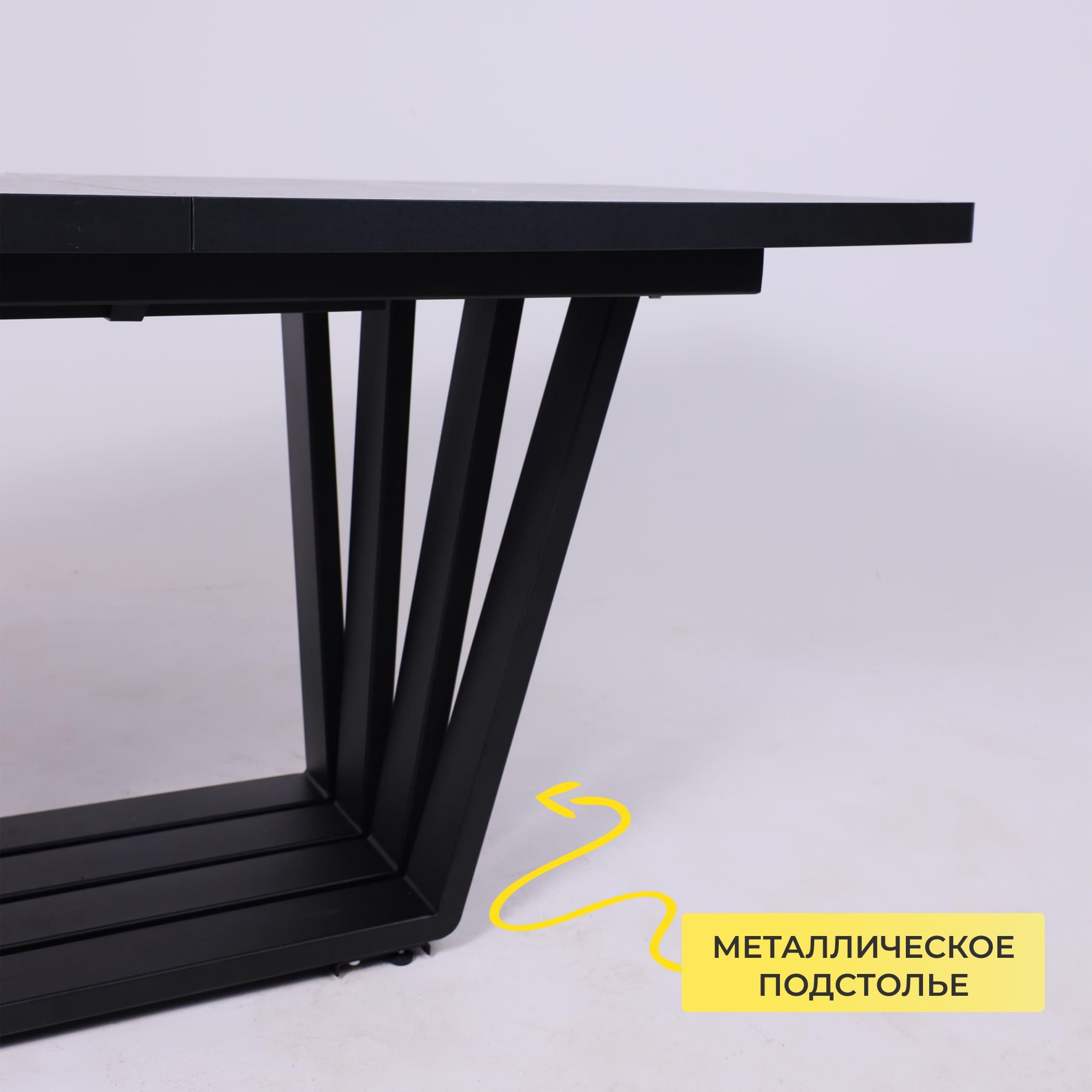 Стол KAMERON раздвижной, 1600(2050)*900 HPL-пластик Серый камень Manaus/черный