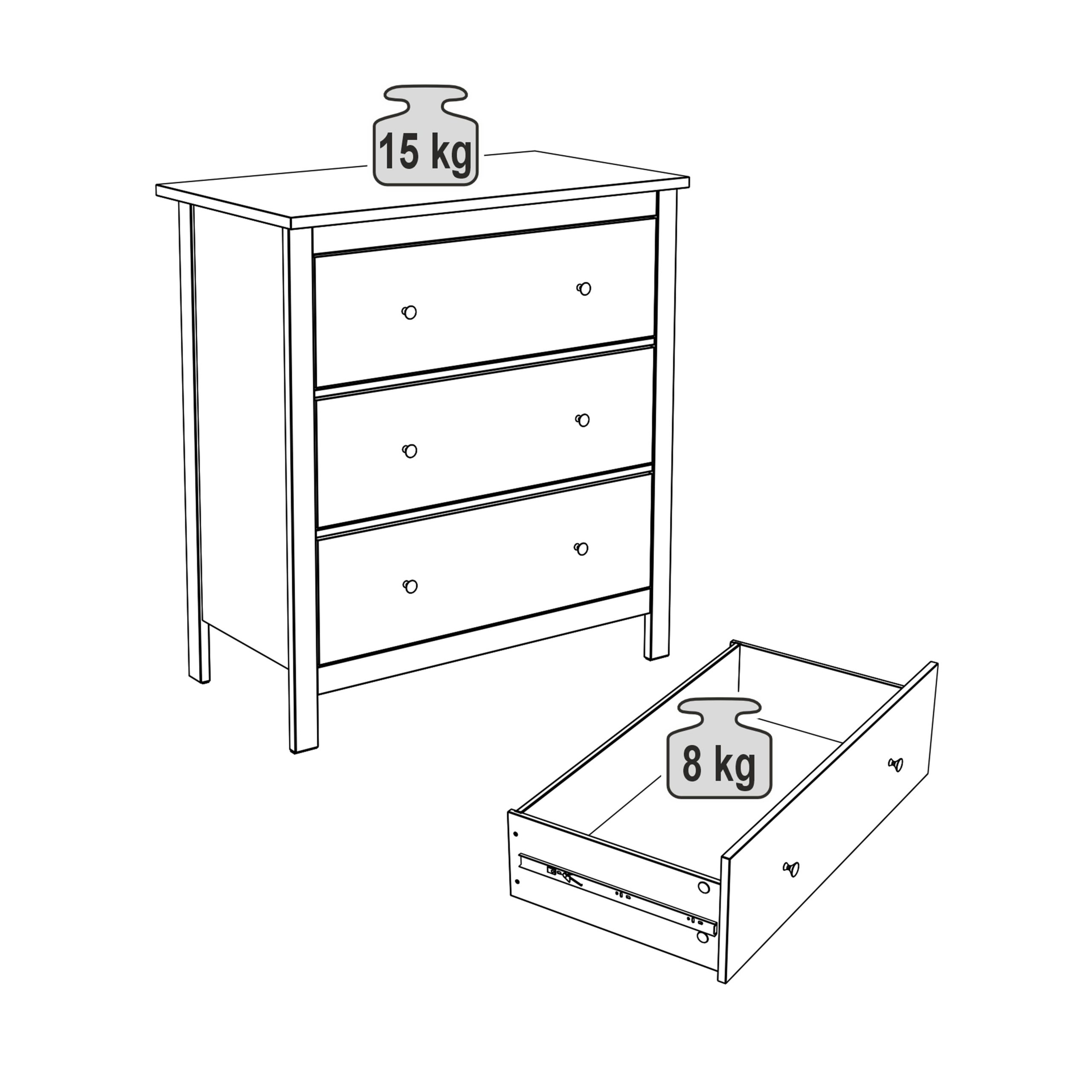 Комод САГА 3 ящика, темно-бирюзовый/ясень (2.08.02.020.16 RU)