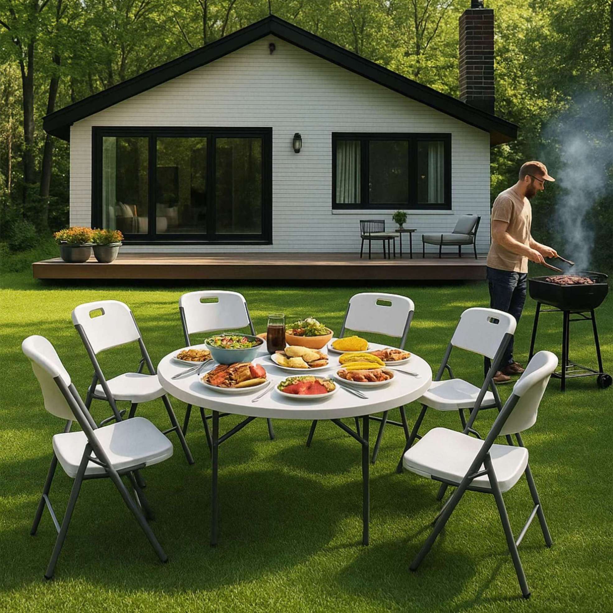 Стол складной D122*74, белый