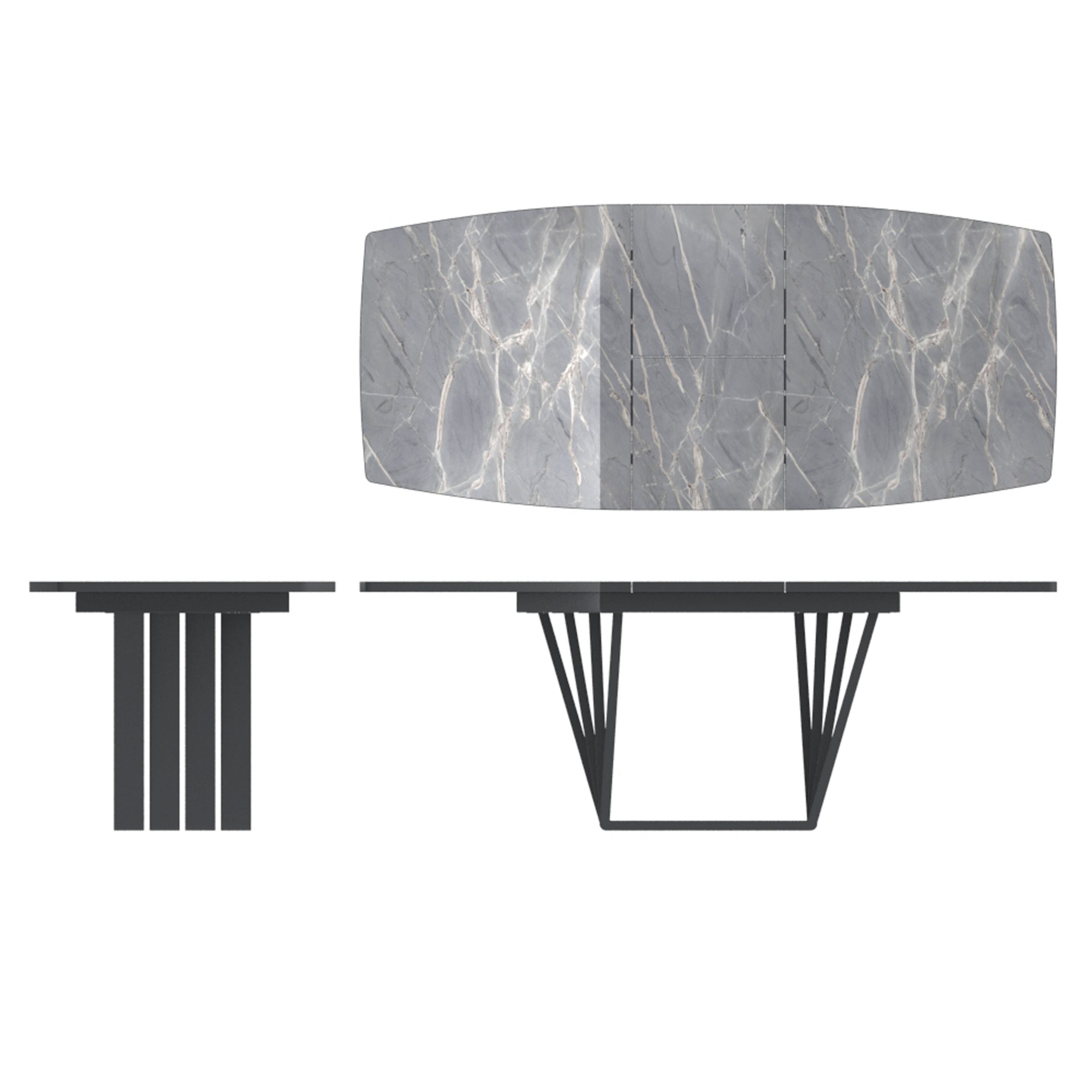 Стол KAMERON раздвижной, 1600(2050)*900 HPL-пластик Серый камень Manaus/черный