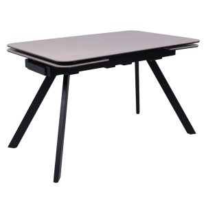 Стол ЛЕОН NEW , керамика 1 кат. 1200(1840)*800, Камень слоновая кость Bayona Ivory/Черный матовый