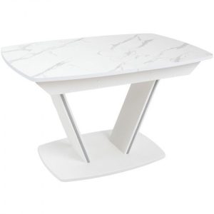 Стол ДРЕЗДЕН, пластик премиум 1300(1615)*800, Камень белый/Белый