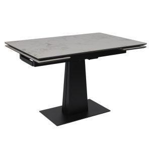 Стол AV 2119, МДФ+керамика, раздвижной 1200 (1800)*800 натуральный, глянцевый GOLD JADE/черный