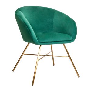 Кресло AMUR, (зеленый велюр/золото)