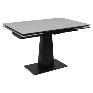 Стол AV 2119, МДФ+керамика, раздвижной 1200 (1800)*800 белый, глянцевый CARLA LARKIN /черный