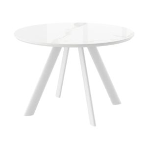 Стол RONDY-116, круглый нераздвижной 116, PATAGONOA BIANCO GLOSS PREMIUM CER/Белый