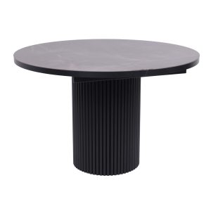 Стол ASKAR ROUND SLIDE-116, раздвижной круглый 116(156), BAYONA GREY PREMIUM CER/Черный