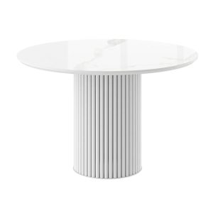 Стол ASKAR ROUND-116, нераздвижной круглый 116, PATAGONIA BIANCO GLOSS PREMIUM CER/Белый