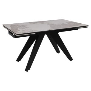 Стол AV 2122, МДФ+керамика, раздвижной 1400 (2000)*850 белый, глянцевый PANDORA/черный