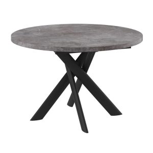 Стол RONALDO-120, круглый раздвижной 120(160), ДЫМЧАТАЯ КЕРАМИКА/Черный