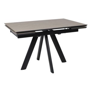 Стол JACK-120, раздвижной 120(30+30)х80, БЕЖЕВЫЙ КАМЕНЬ - COMPAKT CER/Черный