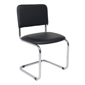 Кресло СЛАВИЯ, черный кожзам/хром