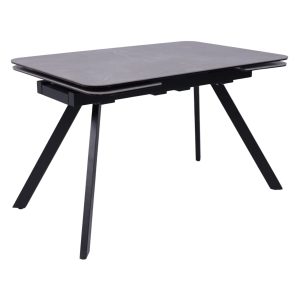 Стол ЛЕОН NEW, керамика 1 кат. 1200(1840)*800, Камень серый Bayona Grey/Черный матовый