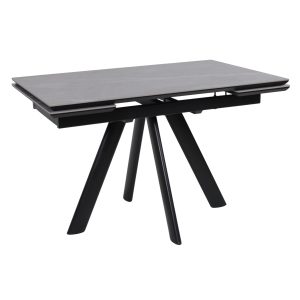 Стол JACK-120, раздвижной 120(30+30)х80, STONE GREY ST CER/Черный