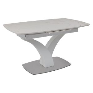 Стол НОТР ДАМ MODERNE, керамика 2 кат. 1400(1800)*850, Камень белый Calacata vagli/Белый Муар