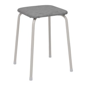 Табурет квадратный "Пенек крепкий 224", с ЛДСП, серый/белый